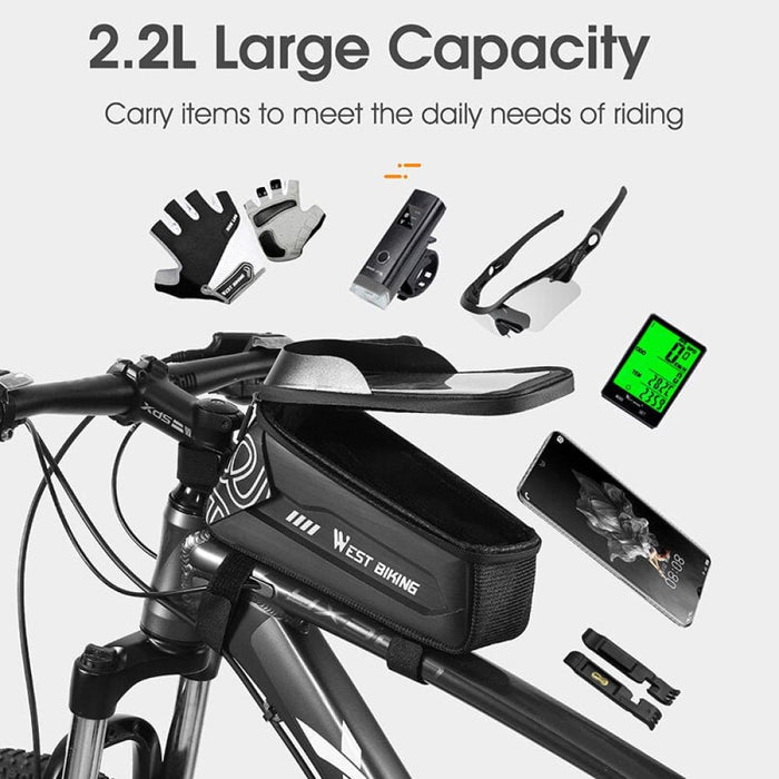 2l Large Capacity Top Tube Bag With Phone Case