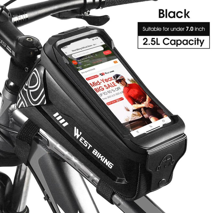 2l Large Capacity Top Tube Bag With Phone Case