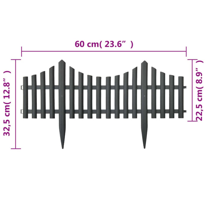 Lawn Edgings 17 Pcs Anthracite 1000 Cm Polypropylene Tonxnx