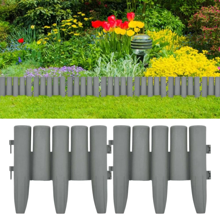 Lawn Edgings 36 Pcs Grey 10 m Pp Anlxo