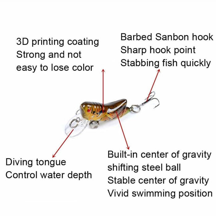 Lb119 Bionic Grasshopper Hard Bait Insect Design