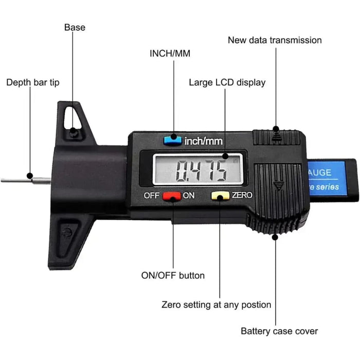 Lcd Tire Tread Gauge For Car Tires 25mm Depth