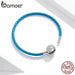 Pu Leather 925 Sterling Silver Snowflke Clip With Blue