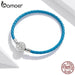 Pu Leather 925 Sterling Silver Snowflke Clip With Blue