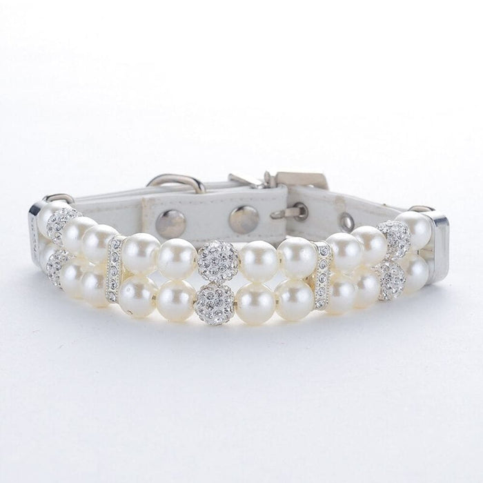 Pu Leather Adjustable Strap Pearl Collar For Dog Weddings