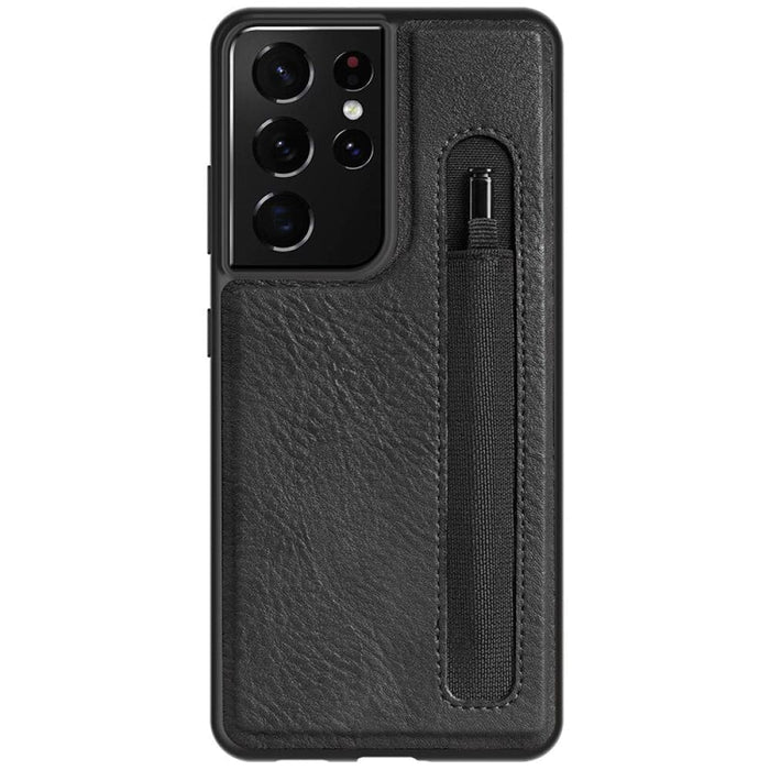 Leather Back Cover With s Pen Pocket Holder For Samsung