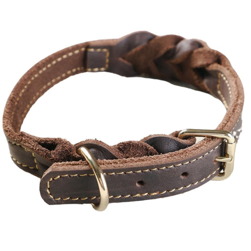 Leather Dog Collar With Copper Buckle