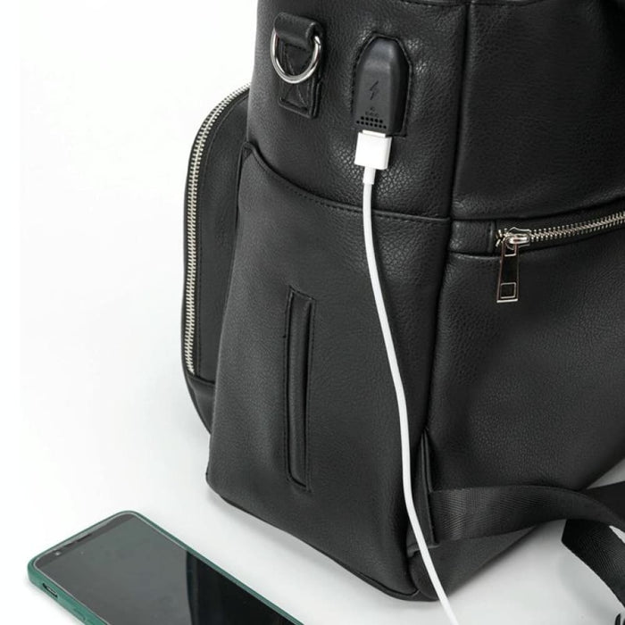 Leather Diaper Backpack With Usb