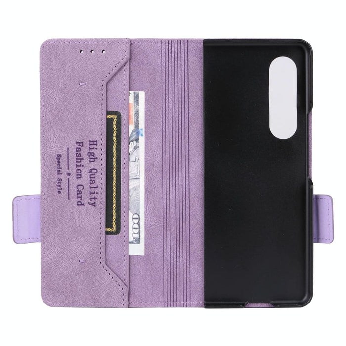 Leather Flip Phone Case With Magnetic Clasp For Samsung