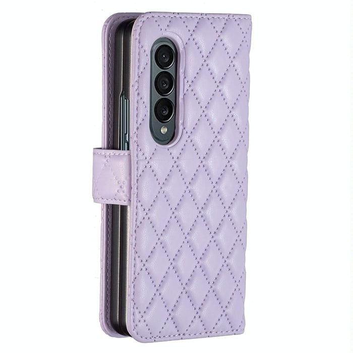 Leather Flip Wallet Case With Diamond Lattice For Samsung