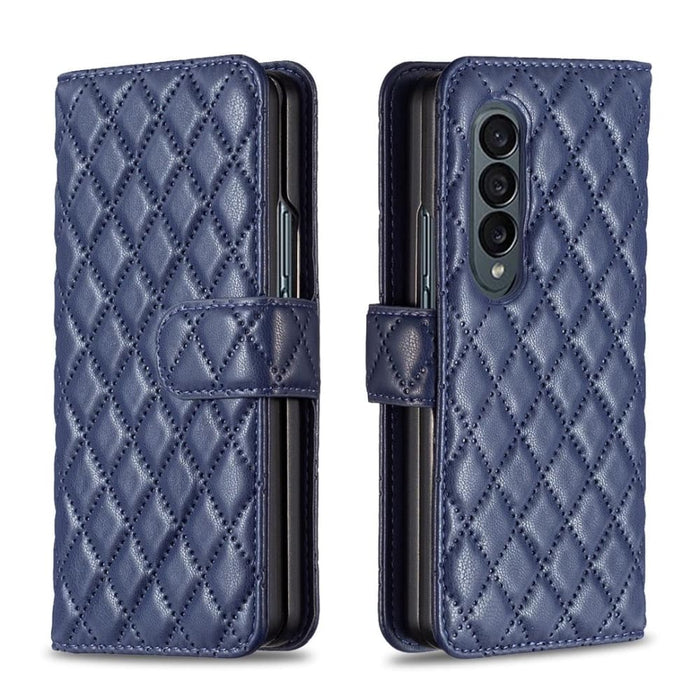 Leather Flip Wallet Case With Diamond Lattice For Samsung