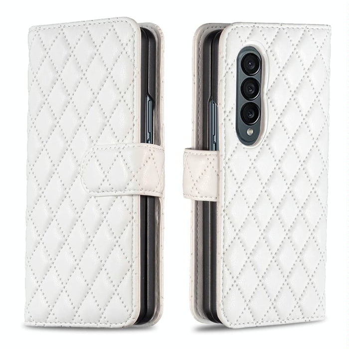 Leather Flip Wallet Case With Diamond Lattice For Samsung