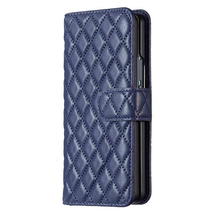 Leather Flip Wallet Case With Diamond Lattice For Samsung