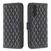 Leather Flip Wallet Case With Diamond Lattice For Samsung