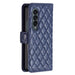 Leather Flip Wallet Case With Diamond Lattice For Samsung