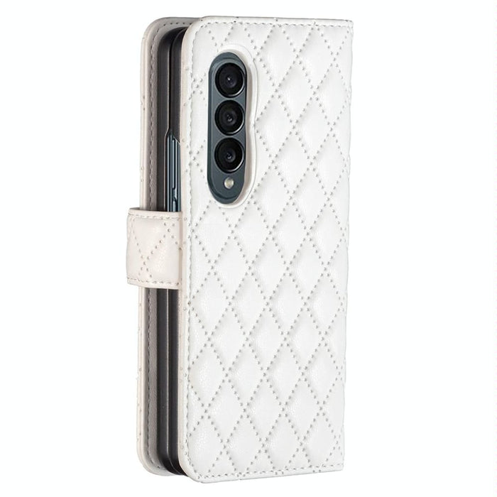 Leather Flip Wallet Case With Diamond Lattice For Samsung