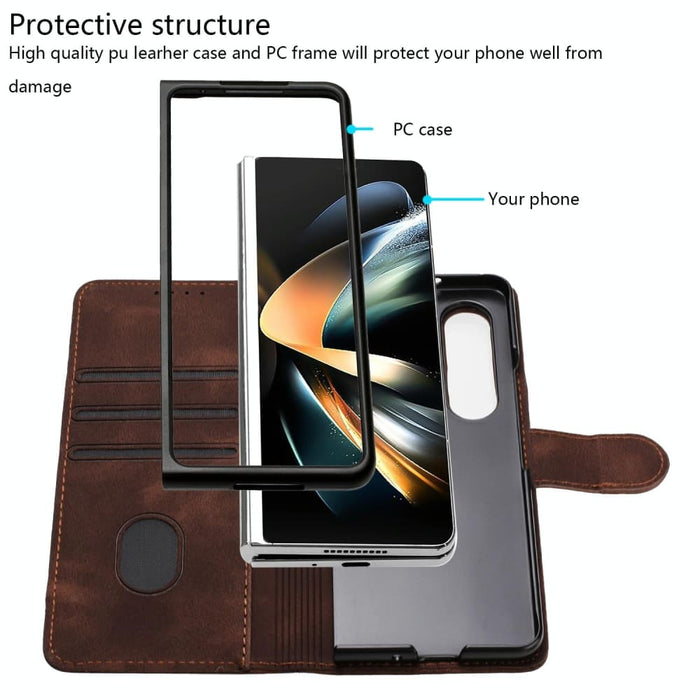 Leather Phone Case With Line Pattern Smooth Skin Feel