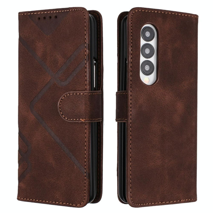 Leather Phone Case With Line Pattern Smooth Skin Feel