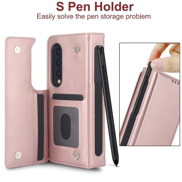 Leather Phone Case With Pen Slot For Samsung Galaxy z Fold 4