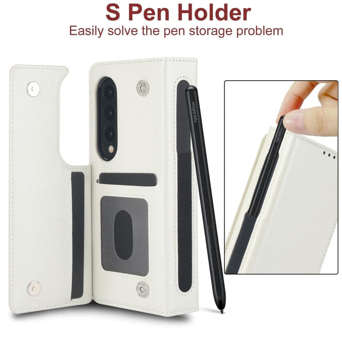 Leather Phone Case With Pen Slot For Samsung Galaxy z Fold 4