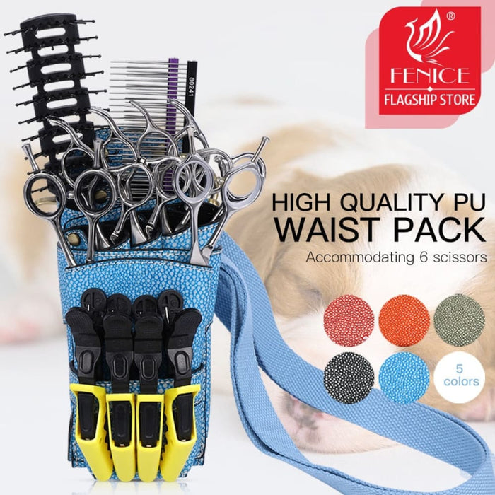 Pu Leather Rivet Pet Scissor Bag Clips Hairdressing Barber