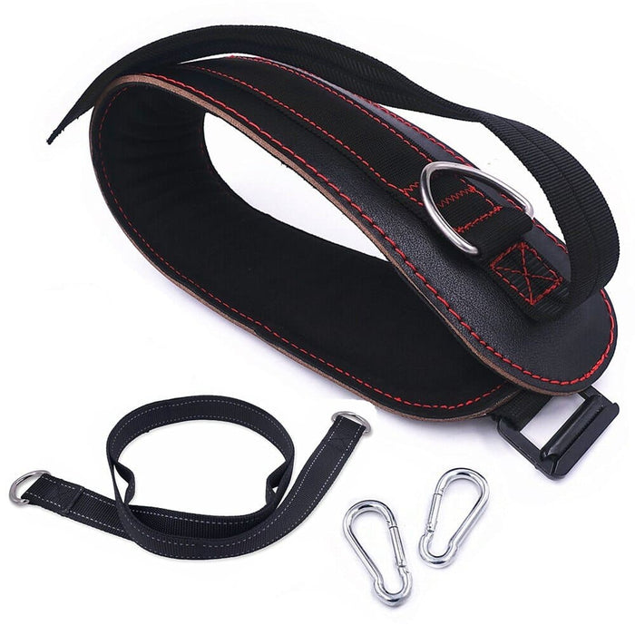 Leather Weight Lifting Dip Belt With Chain