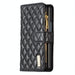 Leather Zip Wallet With Diamond Lattice Design For Samsung