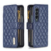 Leather Zip Wallet With Diamond Lattice Design For Samsung