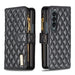 Leather Zip Wallet With Diamond Lattice Design For Samsung