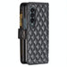 Leather Zip Wallet With Diamond Lattice Design For Samsung