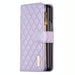 Leather Zip Wallet With Diamond Lattice Design For Samsung