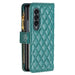 Leather Zip Wallet With Diamond Lattice Design For Samsung