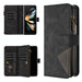 Leather Zip Wallet With Rhombus Texture For Samsung Galaxy