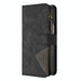 Leather Zip Wallet With Rhombus Texture For Samsung Galaxy