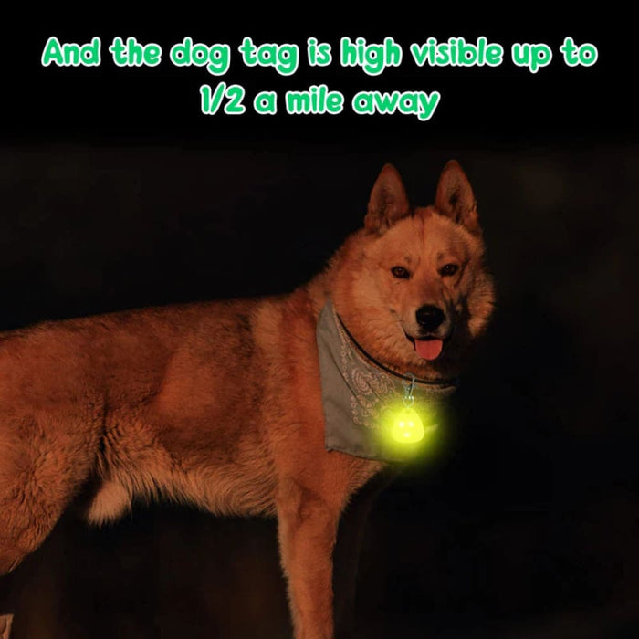 Led Dog Collar Pendant Waterproof 2 Flashing Modes Safety