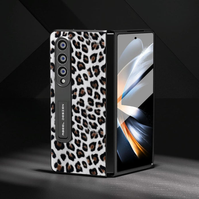 Leopard Print Phone Case With Holder Edge For Samsung