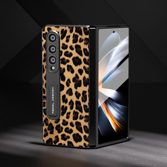 Leopard Print Phone Case With Holder Edge For Samsung