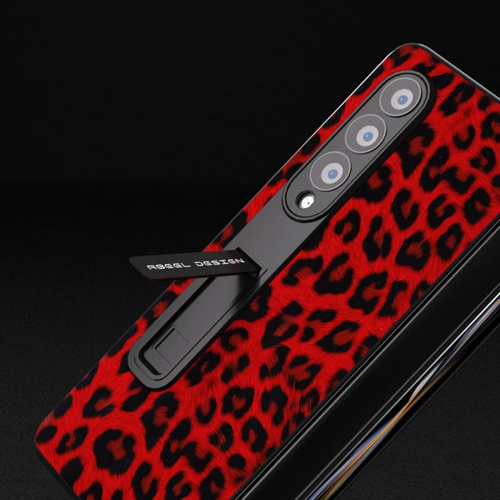 Leopard Print Phone Case With Holder Edge For Samsung