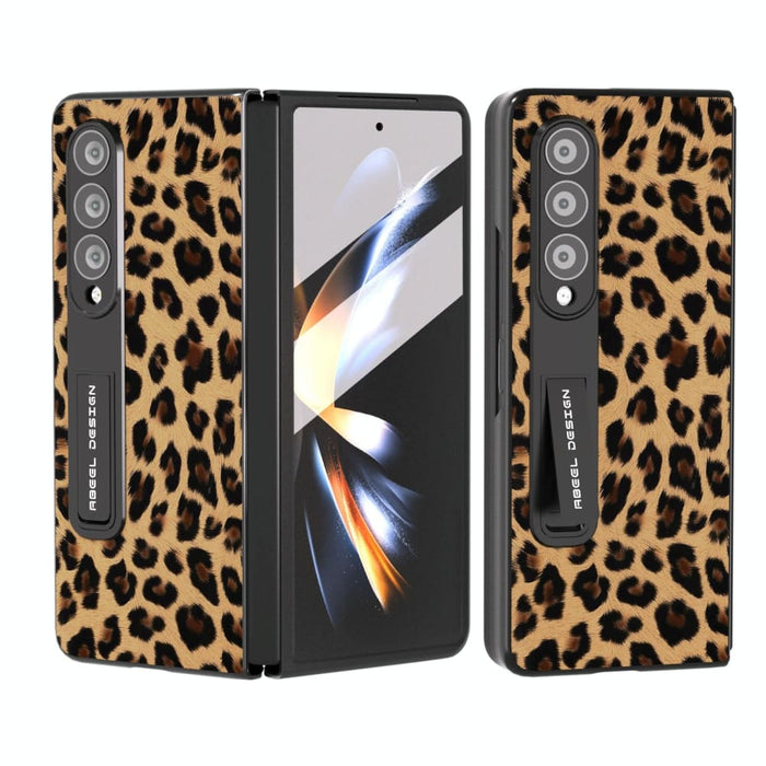 Leopard Print Phone Case With Holder Edge For Samsung