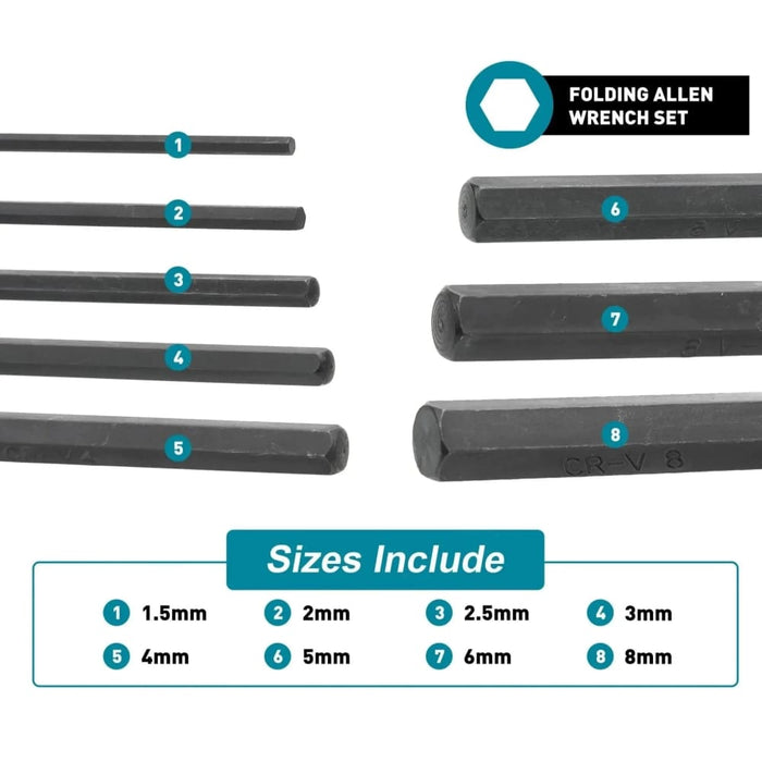 Libraton 8 In 1 Folding Allen Wrench Set Metric Tamper