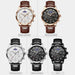 Lige Mens Luxury Brown Leather Quartz Watch