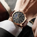 Lige Mens Luxury Brown Leather Quartz Watch