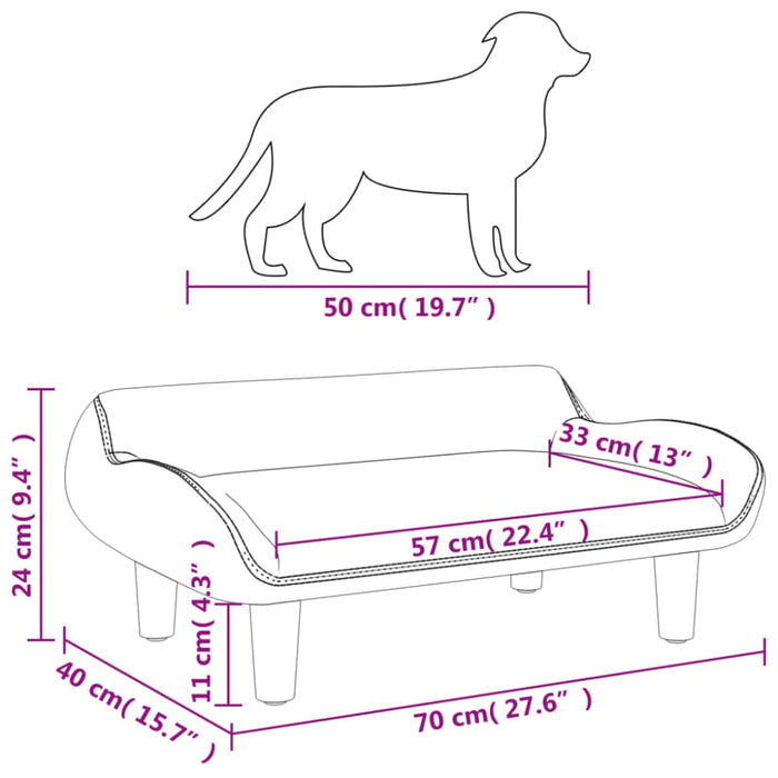 Dog Bed Light Grey 70x40x24 Cm Fabric Oiokal