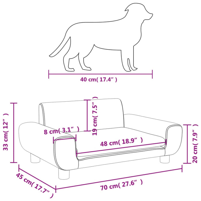 Dog Bed Light Grey 70x45x33 Cm Velvet Oioknk