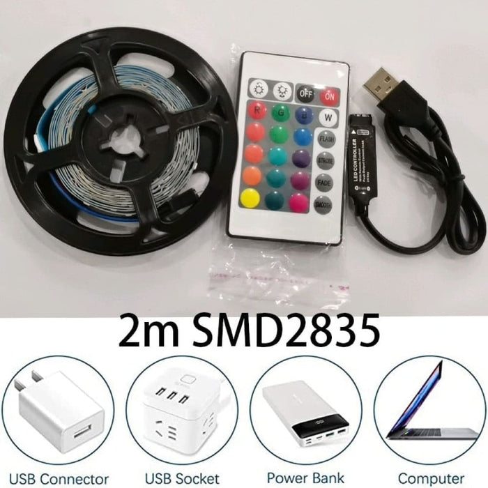 2m Usb Led Lights Strip Tape 2835 24 Key Ir Remote Control