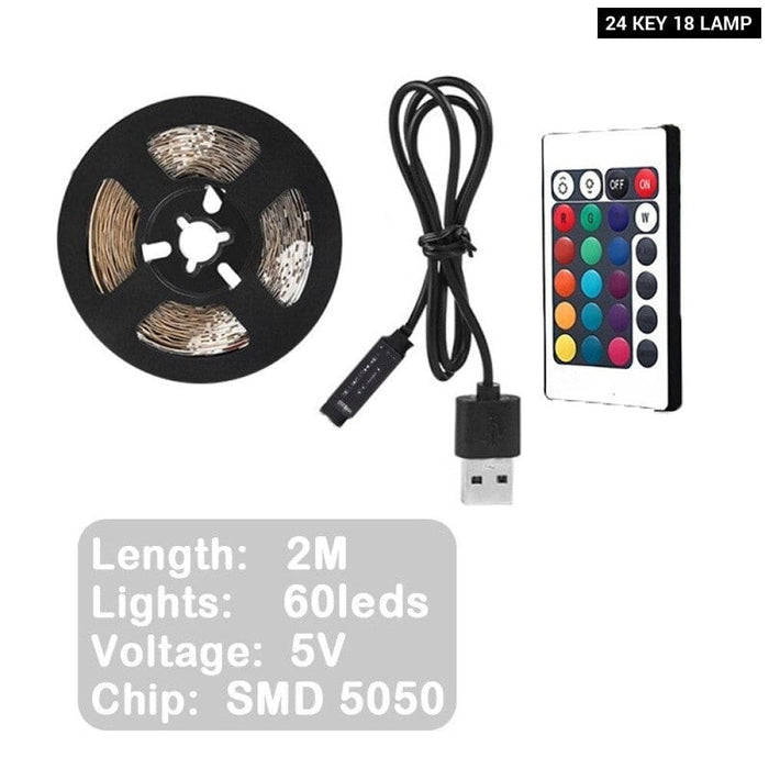 2m Usb Led Lights Strip Tape 2835 24 Key Ir Remote Control