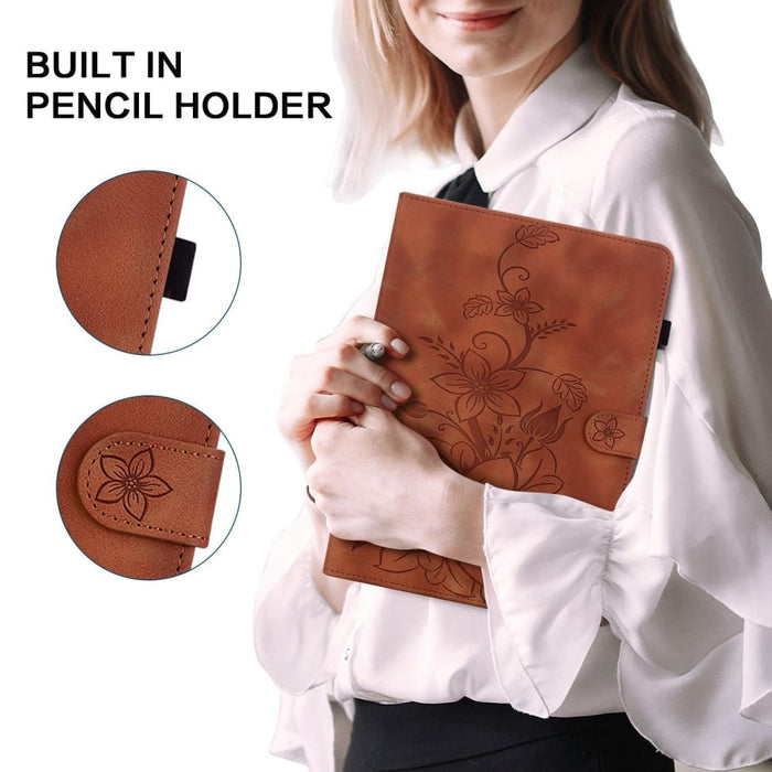 Lily Embossed Leather Smart Tablet Case