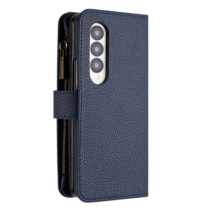 Litchi Texture Zip Wallets For Samsung Galaxy z Fold 4