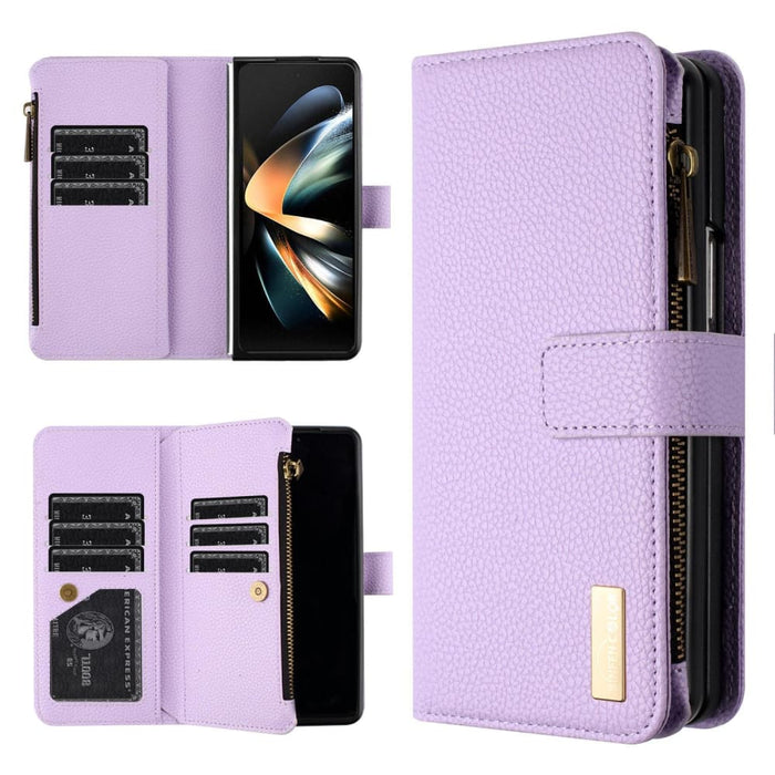 Litchi Texture Zip Wallets For Samsung Galaxy z Fold 4