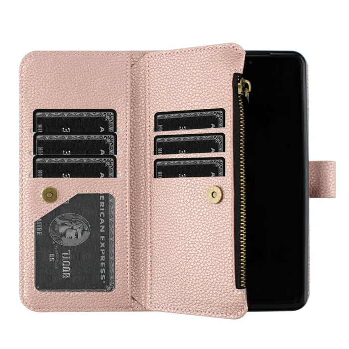 Litchi Texture Zip Wallets For Samsung Galaxy z Fold 4